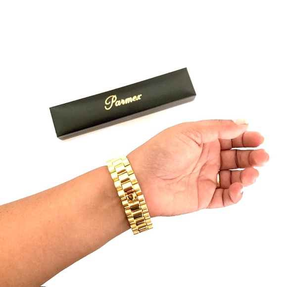 Paramex Stone ID Bracelet EUC! Gold Tone Trifold - Picture 3 of 8